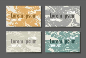 Set of 4 vector rectangular illustrations with handmade texture. Template in a simple abstract style for social media, letterhead and cover template for business brochures, gift cards, flyers.