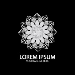 Flower logo. The circular logo. Logo of the flower. Stylized flower. Petals. Simple logo. The brand name  emblem  logo. Mandala. Logo boutique. Logotype for beauty. Logo for flower shop.