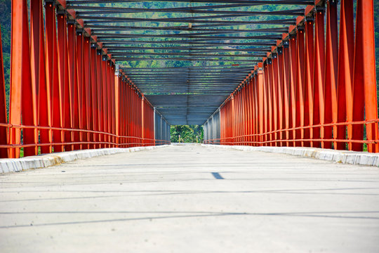 Steel bridge with mountain background, Philippines