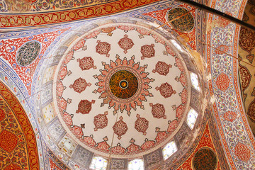 Interior of The Blue Mosque also known as Sultan Ahmed Mosque in Istanbul, Turkey