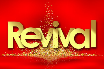 revival in red background and golden stars