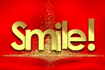 smile in red background and golden stars