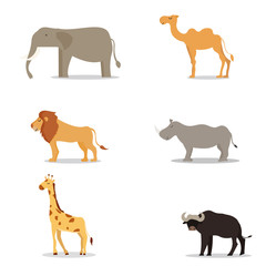 funny Animal Vector illustration Set isolated on a white background.