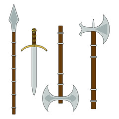 Set of medieval weapons. For the design of computer games and illustrations of books.