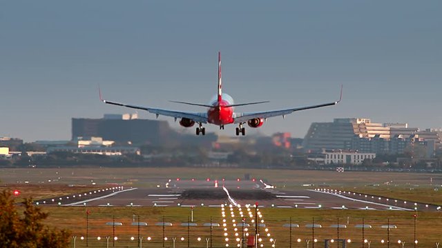 Airliner is Landing at Hamburg Airport (HAM)