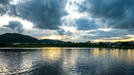 sunset over the lake