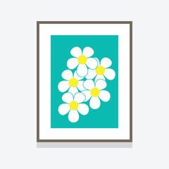 wall picture with flowers icon - vector sign	
