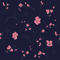 Floral seamless pattern with sakura flowers. Vector illustration © aksol