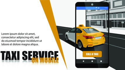 Online taxi service. Smart taxi concept illustration.