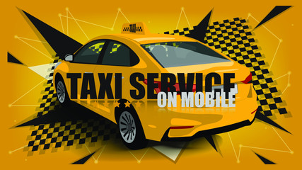 Poster or advertising banner design template for taxi service.