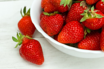 Red Strawberries in a white plate