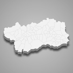 aosta valley 3d map region of Italy Template for your design