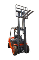 Powerful electric forklift, front view