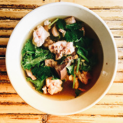 Thai hot noodle in a bowl