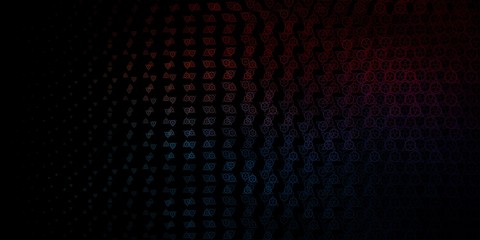 Dark Blue, Red vector background with occult symbols.