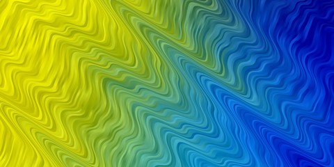 Light Blue, Yellow vector layout with wry lines. Illustration in abstract style with gradient curved.  Best design for your ad, poster, banner.