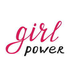 Girl power quote, hand drawn lettering. Womens rights slogan. Female, feminism symbols. Vector illustration. Can be used as print for poster, t shirt, postcard.