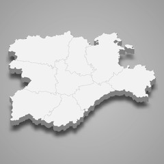castile and leon 3d map region of Spain Template for your design