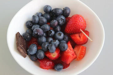 Blueberries, strawberries and chocolate