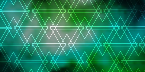 Light Blue, Green vector backdrop with lines, triangles. Glitter abstract illustration with triangular shapes. Template for landing pages.
