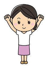 女の子01_01（笑顔・両手・やる気）