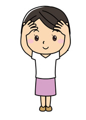 女の子01_01（笑顔・頭を抱える）