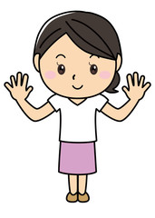 女の子01_01（笑顔・両手・パー）