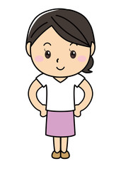 女の子01_01（笑顔・腰に手を当てる）