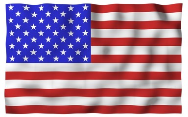 Fototapeta premium Waving flag of the United States of America. Stars and Stripes. State symbol of the USA. 3D illustration