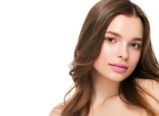 Fototapeta premium Fashion natural make up woman clean skin beauty portrait