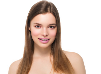 Fototapeta premium Fashion natural make up woman clean skin beauty portrait