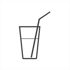 Glass with a straw icon on a white background