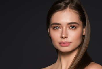 Young woman face macro natural make up