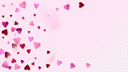 Obraz na płótnie Canvas Falling Hearts Vector Confetti. Valentines Day Wedding Pattern. Modern Gift, Birthday Card, Poster Background Valentines Day Decoration with Falling Down Hearts Confetti. Beautiful Pink Glitter