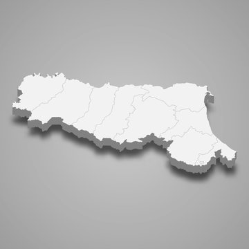 emilia-romagna 3d map region of Italy Template for your design