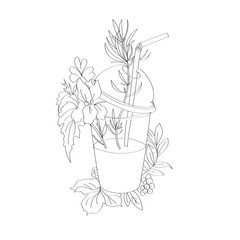 Herbal smoothie line art