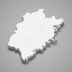 Obraz premium Fujian 3d map province of China Template for your design