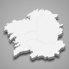 Galicia 3d region of Spain Template for your design