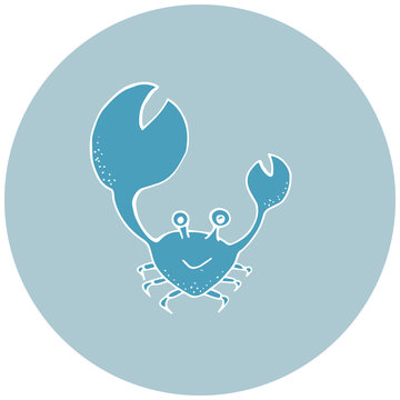 blue crab cartoon on blue circle clip art preview