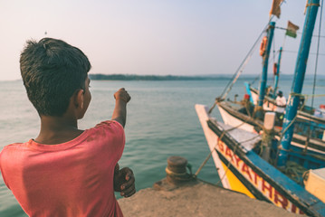 Fototapeta premium Life of Fishermen on Goan Dock