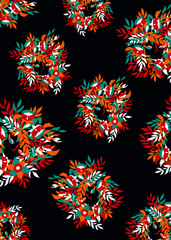 dark bleu background, floral abstract composition, vector illustration 