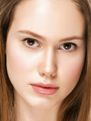 Obraz premium Healthy skin close up face clean fresh beauty make up woman