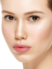 Fototapeta premium Healthy skin close up face clean fresh beauty make up woman
