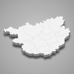Guangxi 3d map province of China Template for your design