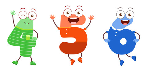 cute number character mascot for kid study