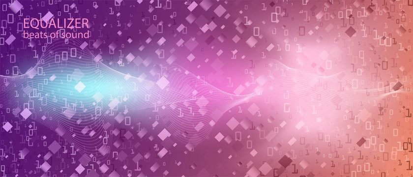 Big Data Cyber Vector Landing Page. Geometric Colorful Trendy Layout. Fractal Liquid Code Matrix Flying Binary Code. Blue Purple 