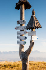 Hiking sign in National park Low Tatras, Kralova hola, Slovakia © Filip