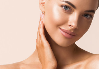 Healthy beauty woman skin close up portrait natural face