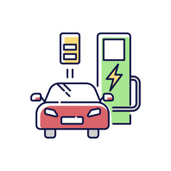 Charging station RGB color icon. Gas alternative for transport. Hybrid car. Ecological power supply for vehicle. Energy terminal. Innovative urban infrastructure. Isolated vector illustration