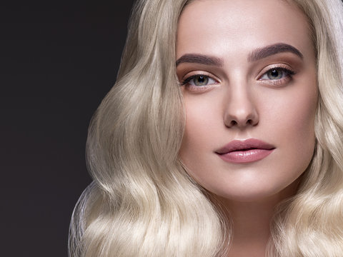 Blonde Platinum Hair Woman Beauty Face Portrait